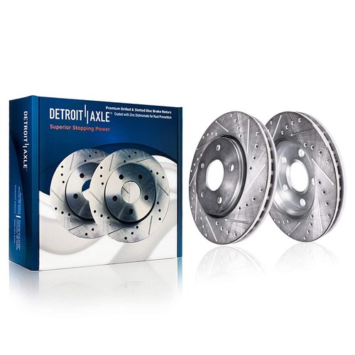 2.0L Front Rear Drilled Brake Rotors Brake Pads Kit for 2017-2020 Jaguar F-Pace - Picture 3 of 8