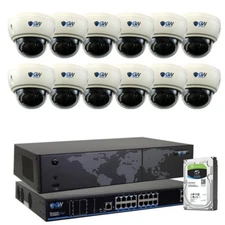 16CH NVR (12) 4K 8MP Motorized Zoom Microphone POE Dome Security Camera System