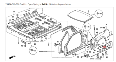 HONDA ACURA GENUINE OEM NSX Fuel Lid Open Spring Outer Panel