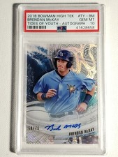 2018 Bowman High Tek /75 Brendan McKay Tides of Youth Autograph Rays Auto PSA 10