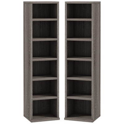 CD Media Display Regal Turmregal mit verstellbaren Einlegeböden, 2er Set