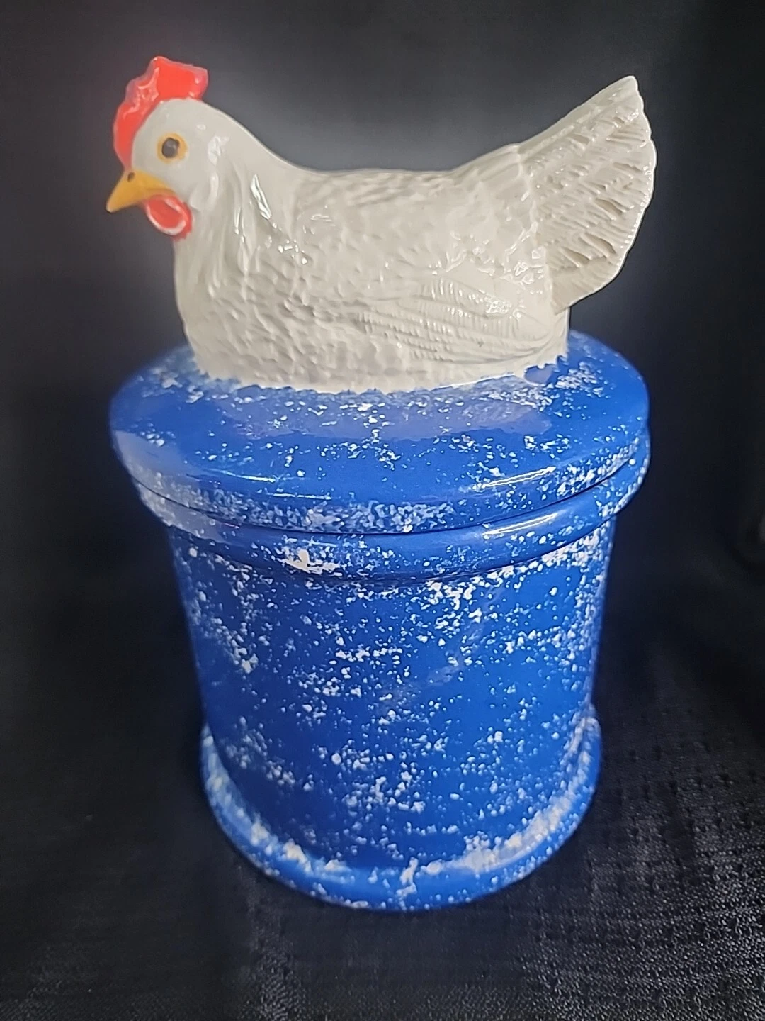 Rooster Blue White Canister Kitchen Farmhouse Country *READ* (RV)