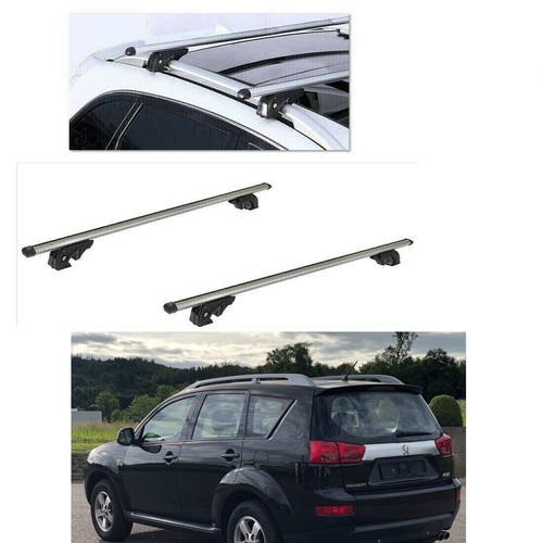 BARRE PORTATUTTO ALLUMINIO PEUGEOT 4007 ANNO 2012 CON RAILS SERRATURE ANTIFURTO - Foto 1 di 9