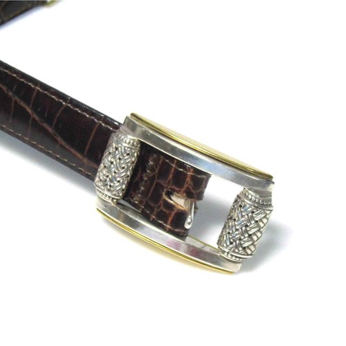 Brighton Ladies Reversible BELT & BUCKLE 28" Solid Black & Brown Croc Leather! - Picture 9 of 11