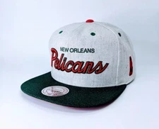 Mitchell & Ness New Orleans Pelicans Brushed Wool Snapback Hat / Cap