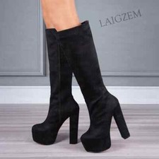 Botines De Mujer Con Tacón Cuadrado Y Plataforma - Botas De Tobillo Gruesas, Suela Antideslizante, Estilo Moderno Y Cómodo