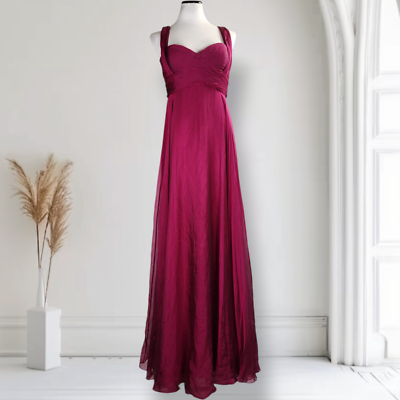 Rickie Freeman Terri Jon Empire Waist Silk Overlay Formal Dress Size 16  Fuchsia | eBay