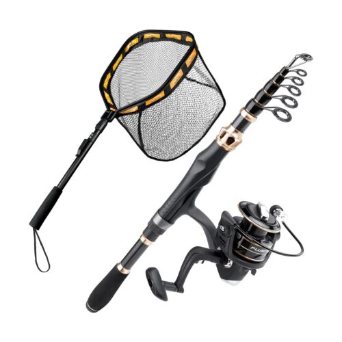 PLUSINNO Fishing Rod and Reel Combos and Floating Fishing Net for Steelhead C...