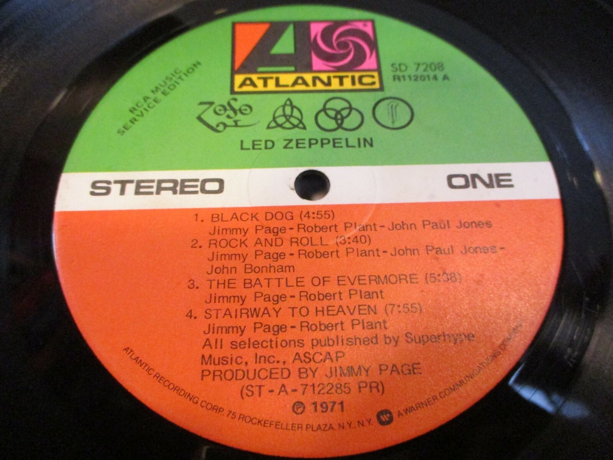 1971 LED ZEPPELIN IV US Record Club Gatefold LP Atlantic