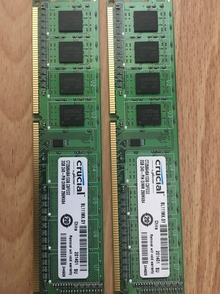 Crucial 4GB (2X2GB) 240-PINN DIMM 256MX64 DDR3 RAM