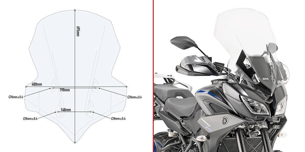 YAMAHA TRACER 900 / TRACER 900 GT (18 > 20) Givi Wind Screen Transparent-2139DT