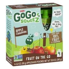Gogo Squeez Applesauce Cinnamon Natural 4 Pack