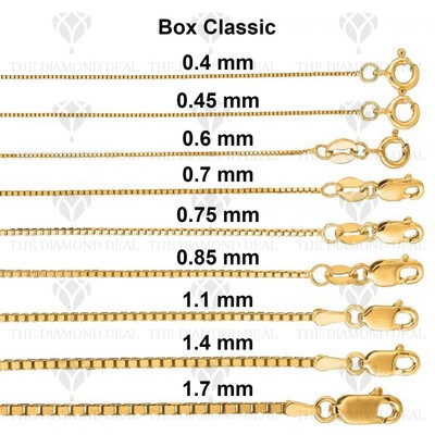 16 Inch Gold Chain Length Measurement 14K Solid Yellow Gold Box