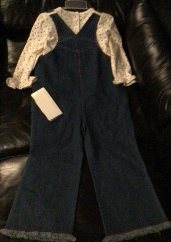 Classic Raggedy Ann & Andy Denim Bib Overalls W/ Top ~ Size 4T ~Fall Leaves ~New - Picture 11 of 14