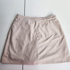 Izod Women Golf Beige Khako Microfiber X-tra Dry Womens Skorts Back Slit Size 10
