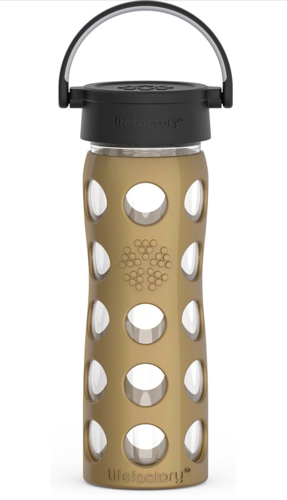 Lifefactory Glass Water Bottle 16oz ，Gold