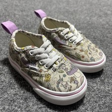 Size 6 VANS Baby Toddler Unicorn Fairy Floral Lace Up Canvas Sneakers White Pink