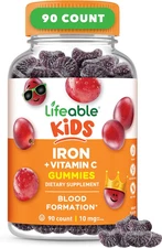Iron Supplements for Kids | 10Mg | with Vitamin C | Great Tasting Iron Gummies f