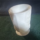 White Glossy Glass Round Pedestal Mug Decorative Unisex Pottery Style Drinkware — photo 1