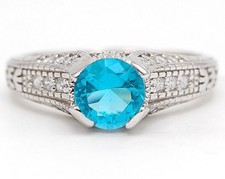 2CT Aquamarine  White Topaz 925 Sterling Silver Ring Sz 8 UB1-1