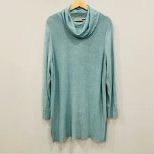 ADRIENNE VITTADINI XXL Pastel Blue Long Sleeve Cowl Neck Tunic Sweater Coquette