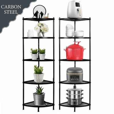 5-Tier Corner Shelf Stand Corner Bookshelf Storage Standing Rack Bookcase Unit 