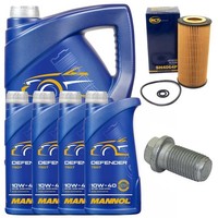 MotoröL Filter Set Mannol 10W-40 API SN 9 Liter + Schraube FüR Mercedes S-Klasse