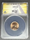 1957 Lincoln Wheat Cent ANACS MS-66 RD, Buy 3 Items, Get $5 Off!!!