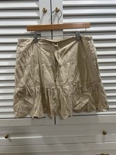 VINTAGE WOMENS AMERICAN EAGLE MINI SKIRT EYELET KHAKI SIZE 12 LARGE