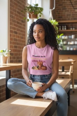 Princess da llc Women's Pink Graphic Cotton Jersey Sleeveless Crew Neck Tank Top