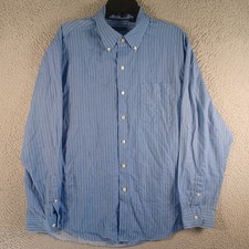 Van Heusen Mens Blue Striped Dress Shirt Size Large Long-Sleeve Collar Classic