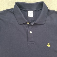 Brooks Brothers 1818 Performance Polo Shirt Men Large SS Navy Blue Slim Fit Logo