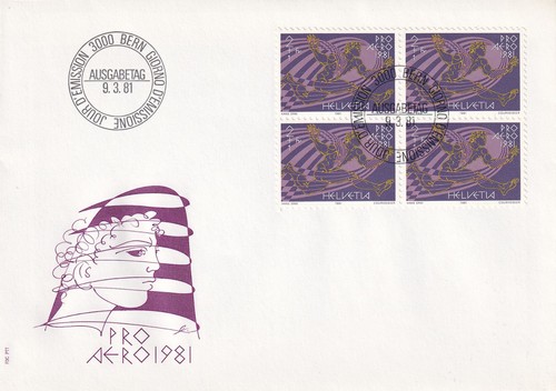 FDC Schweiz Mi-Nr. 1747, 100 Jahre Pro Aero Schweiz 1981