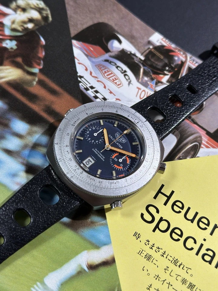 Heuer Calculadora Cronógrafo Ref.110.633 Esfera Azul Foto 4 de 4