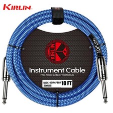 Kirlin 10FT 1/4" Straight Mono to Same Woven Blue Instrument Cable IWCC-201