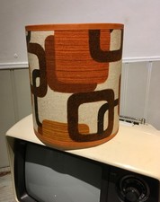 Original Funky Vintage 1970's Lampshade Ceiling Shade Brown Orange Geometric 8"