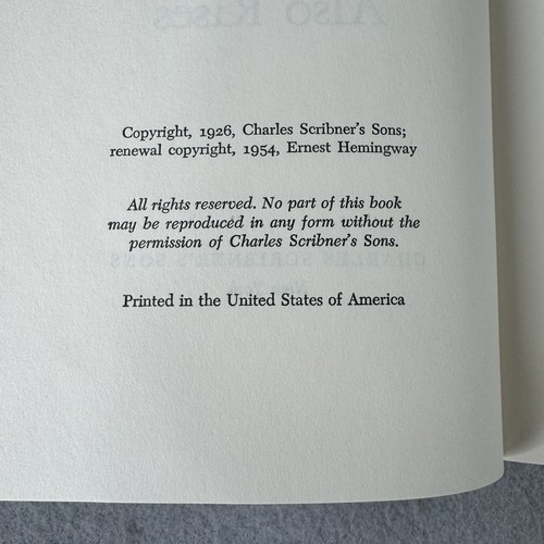 The Sun Also Rises by Ernest Hemingway 1954 Vintage Hardcover Book Scribner's - Picture 9 of 9