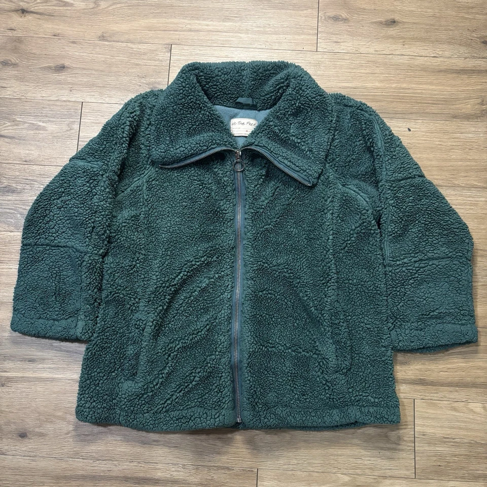 Abrigo Free People Raya Acogedor Chaqueta Esponjosa De Gran Tamaño de Piel Sintética, Verde Profundo Mediano