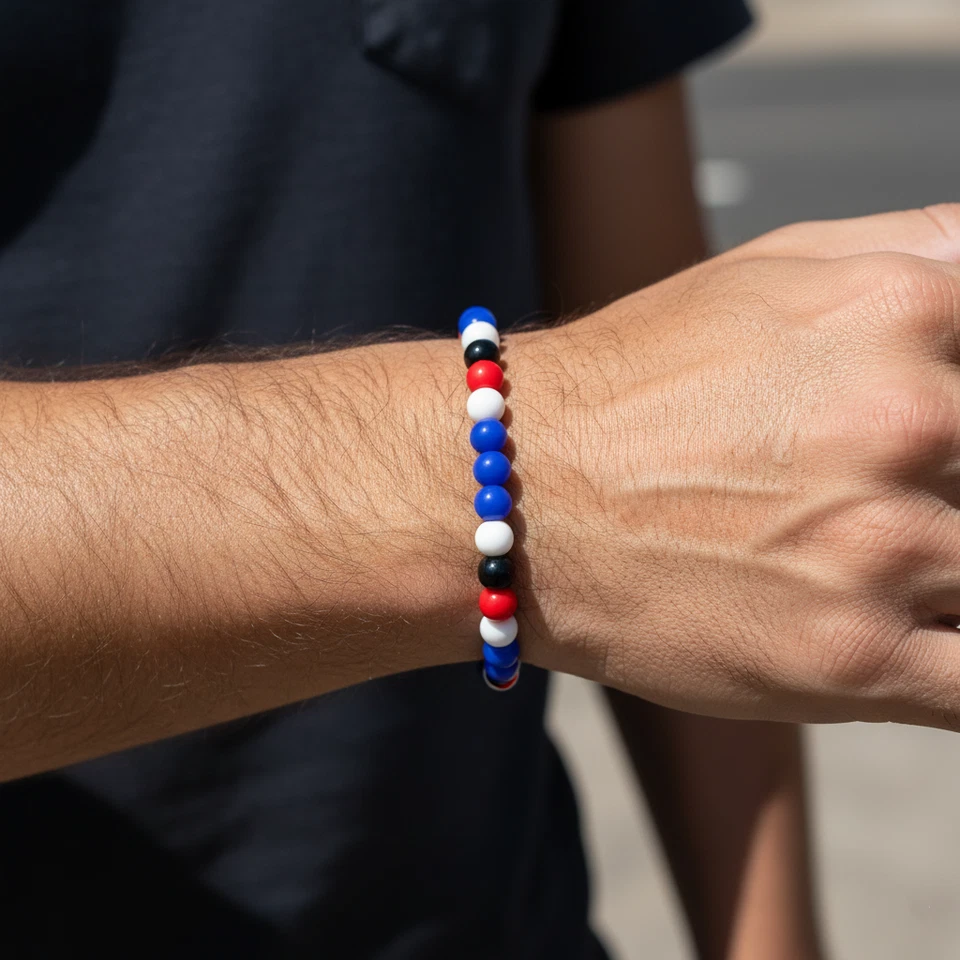 Bracciale SAMPDORIA Perle braccialetto bandiera della Samp elastico Uomo e Donna - Immagine 2 di 4