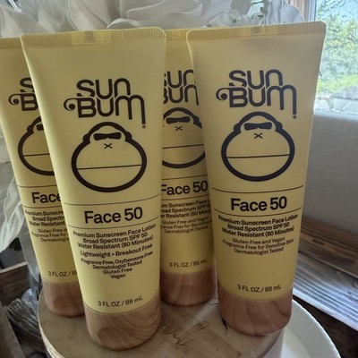  ️ Lot Of 4 Sun Bum Original SPF 50 Sunscreen Face Lotion 3oz Ex. 2028 & 1-2026