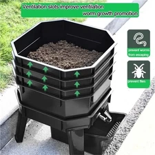 Stackable Compost Bin & Lid, Multi-Layer Indoor Outdoor Composter for Food Waste