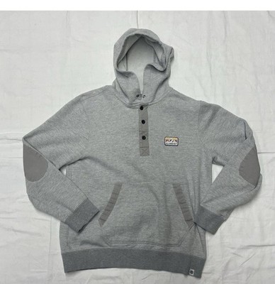Element   Hoodie Pullover 1/4 Button Down Elbow Patches  Mens Size Medium Gray