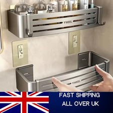 Image of Aluminum Bathroom Shelves Wall Towel Rack Mounted Shower Caddy With No Drilling