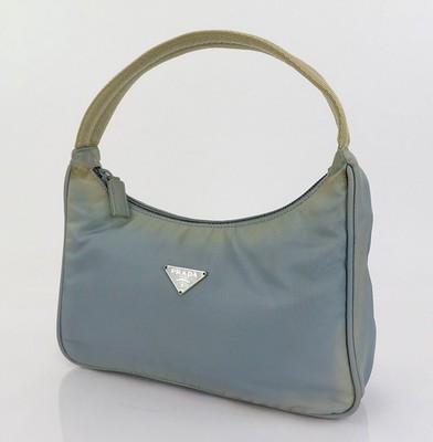 Authentic PRADA Lavender Blue Nylon Pouch Tote Hand Bag Purse