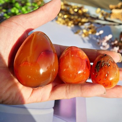 3PCS Natural Carnelian Egg Crystal Set Yoni Sacral Chakra Healing Reiki 1.6-2.5''