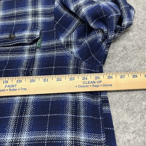 Woolrich Heavy Flannel Shirt Jacket Shacket Mens XXL Blue Plaid Pockets Outdoors - Picture 11 of 13