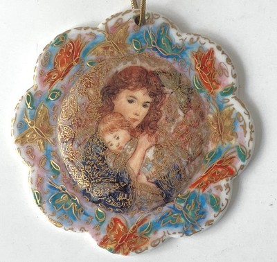 Edna Hibel Mother's Eden Porcelain Collector Ornament MOTHER & BABY 1995