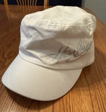 Harley-Davidson Crystal Script Flat Top Cap Hat White One Size NWT