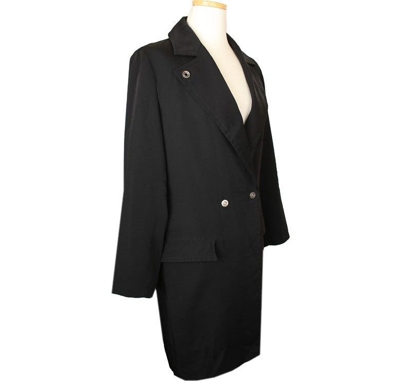 MaxMara Marella Black Double Button Poly Coat 55 … - image 2