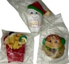 (3) Vintage Enesco McDonald's Christmas Refrigerator Magnets Big Mac Fries Drink